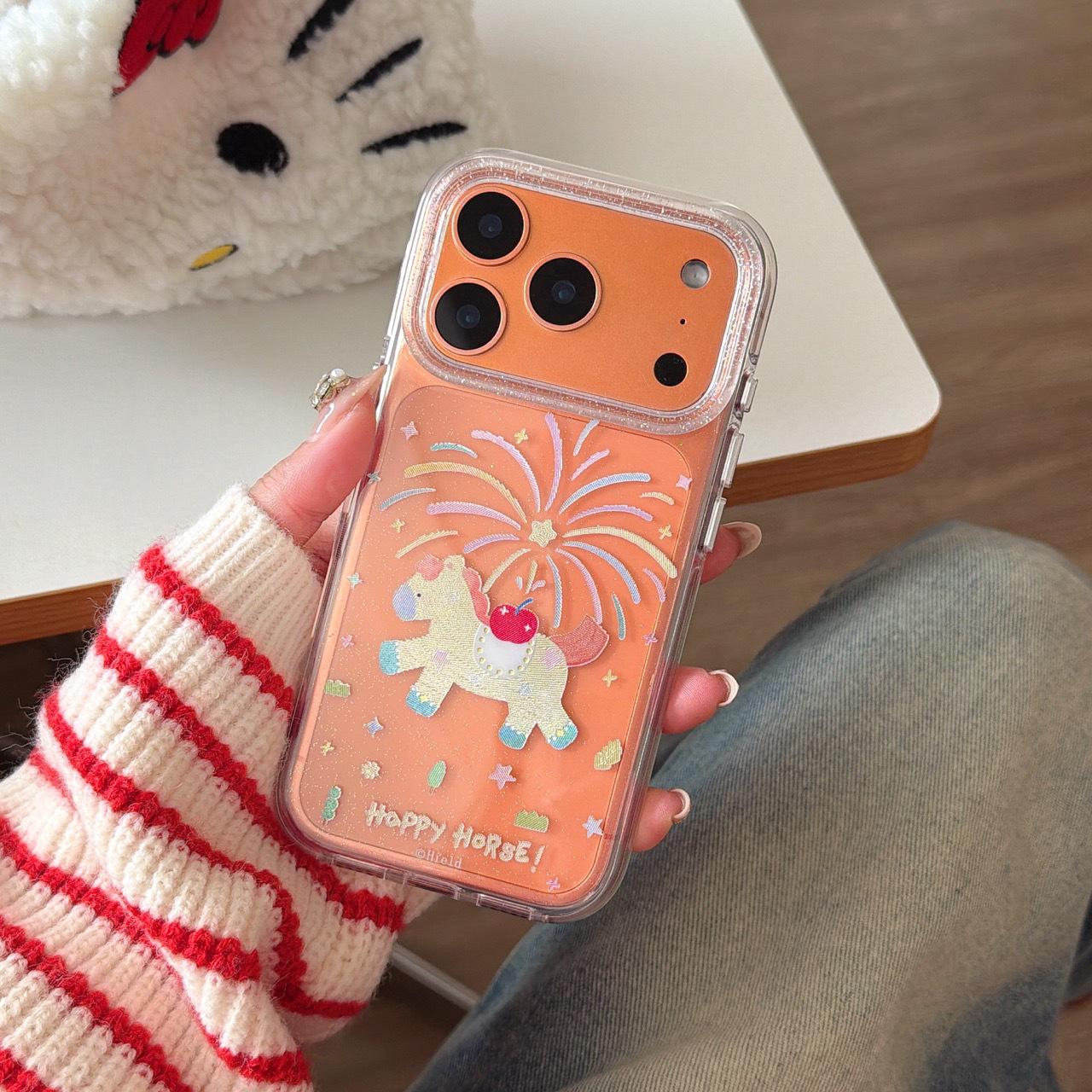 

Super Fairy INS Fireworks Horse Case for iPhone 17 Pro Max, 16 Pro, 15 - Compatible and Colorful Cartoon Design for Women iPhone 14 Pro