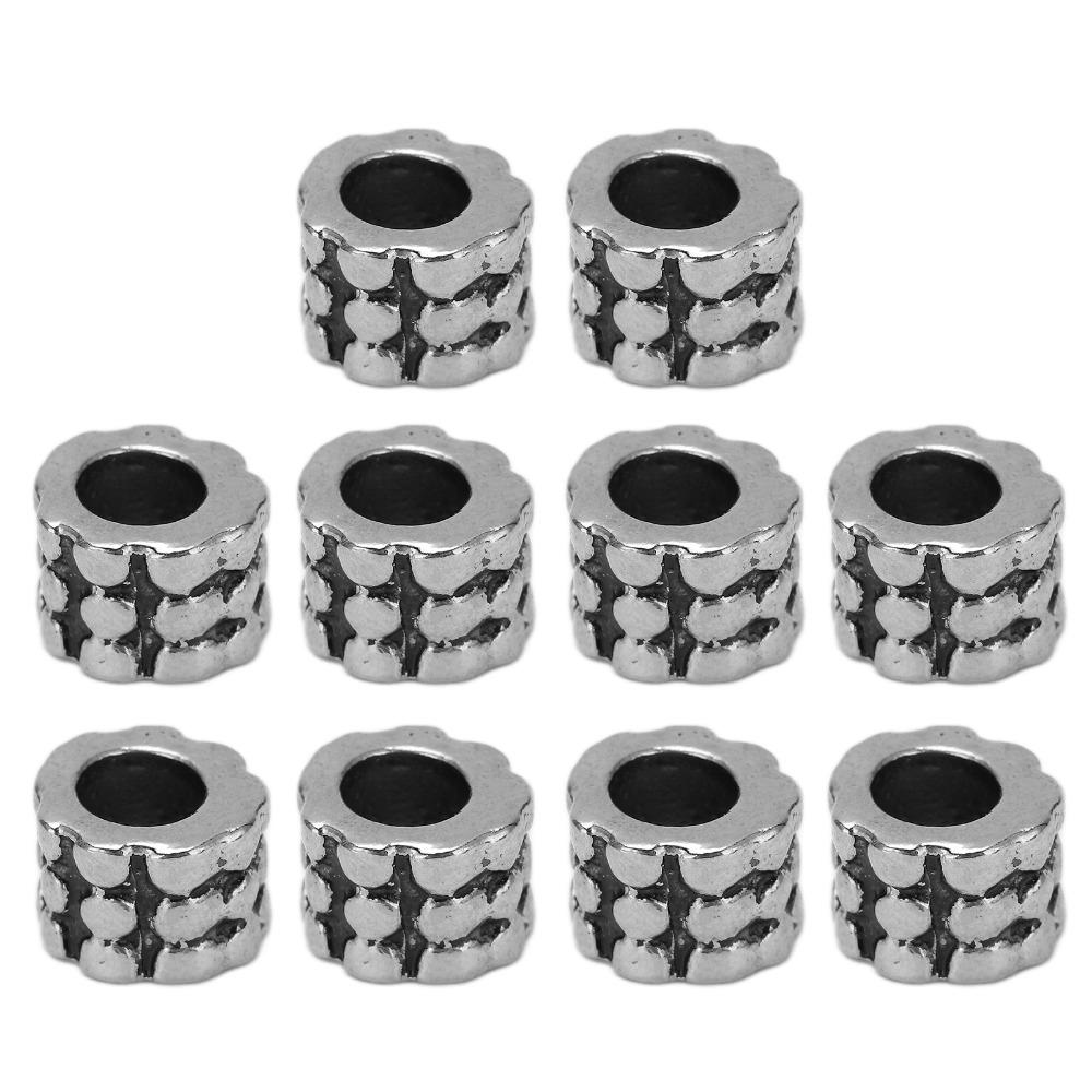 10 Pcs DIY Paracord Knife Lanyard Silver Decorative Lanyard Beads Durable Paracord Beads  Outdoor