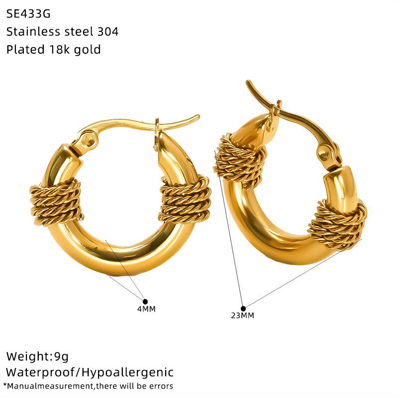 European & American Minimalist Titanium Steel Gold Wrap-Around Earrings - Women's Ins Style, Light Luxury Versatile Design
