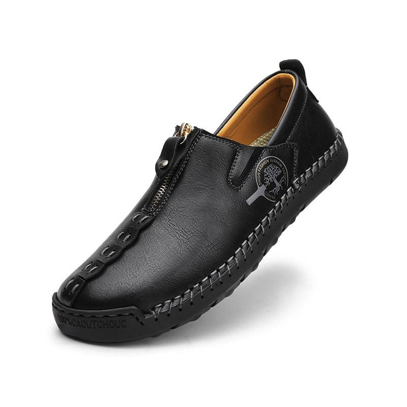 

2025 популярная кожаная обувь мужская однопедальная прошитая подошва повседневные мужские лоферы большого размера мужская обувь 4748 48 чёрный