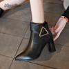 Ladies Shoes 2026 Ankle Women's Boots Retro Modern Boots Women Crystal Pointed Toe Med Heel Side Zip Shoes Female