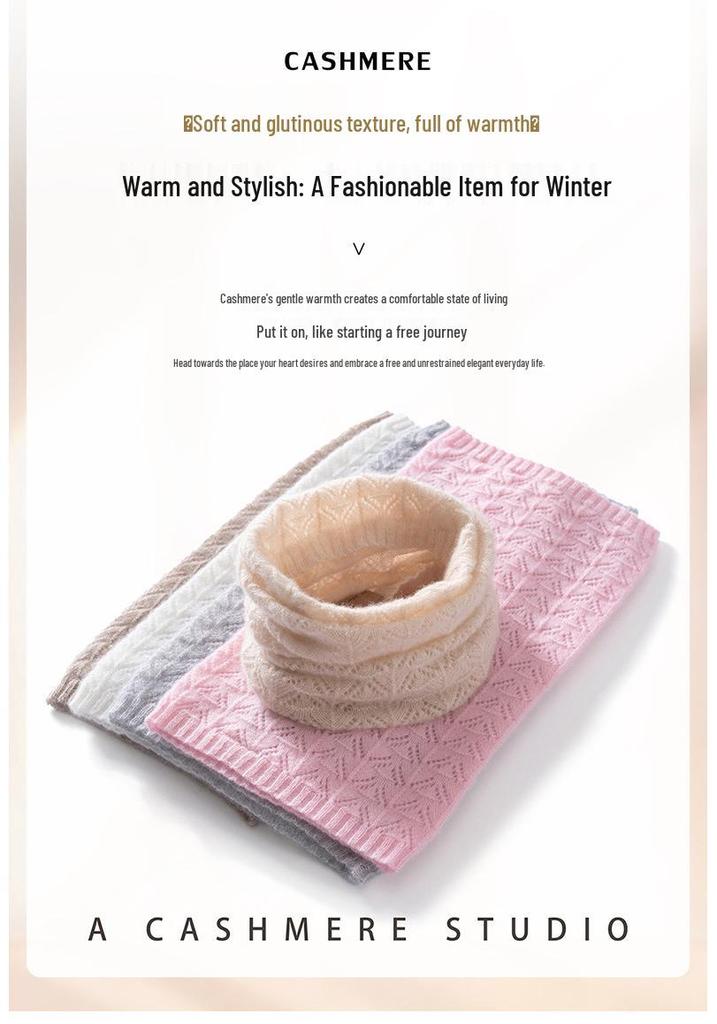 Cashmere Neck Warmer: 100% Pure Cashmere, Hollow Knit, Fashionable Warm Scarf