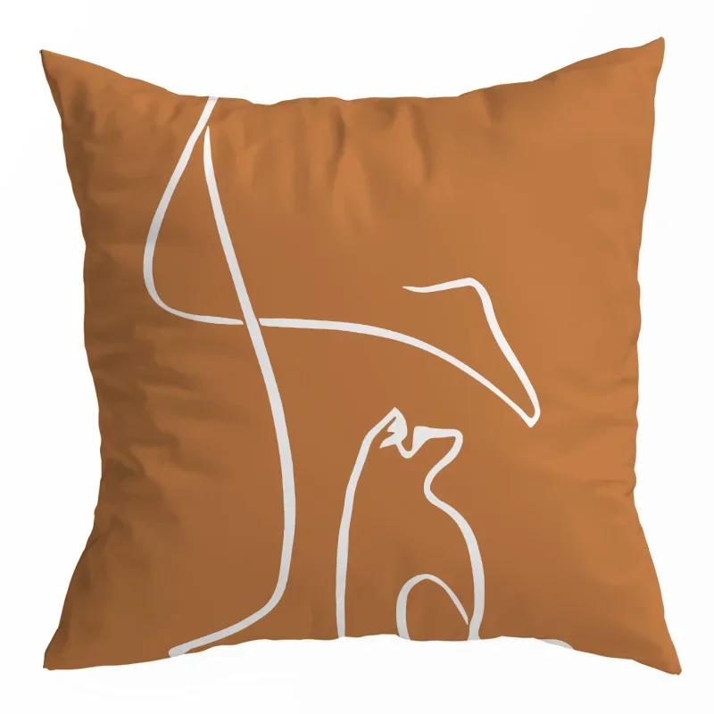 Orange Geometric Pillow Cover Cat Abstract Pillow Home Decoration Cushion Cover