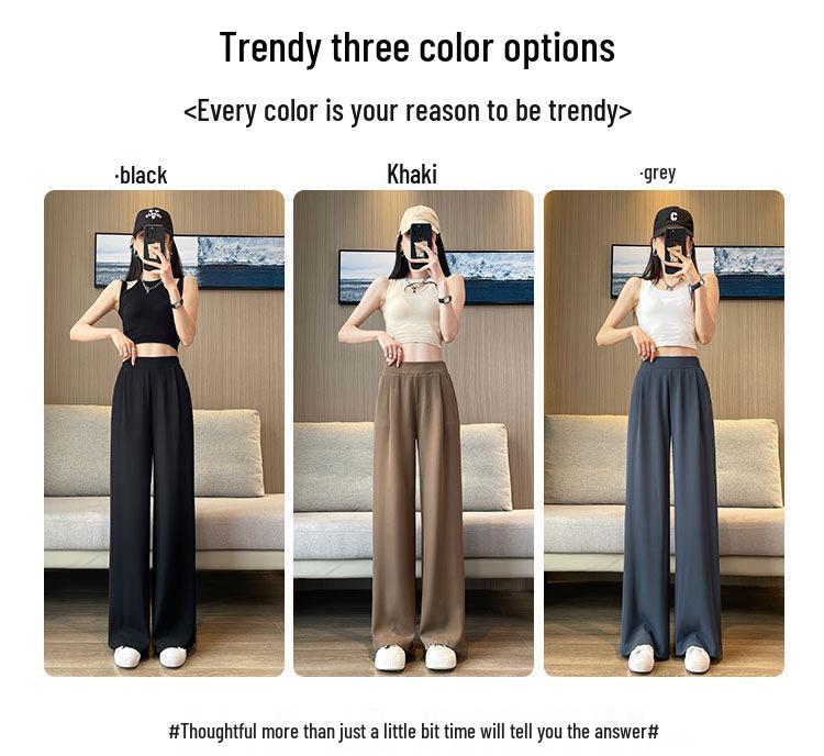 Spring & Autumn High-Waist Wide-Leg Pants: New Summer Thin, Casual, Straight-Leg Design