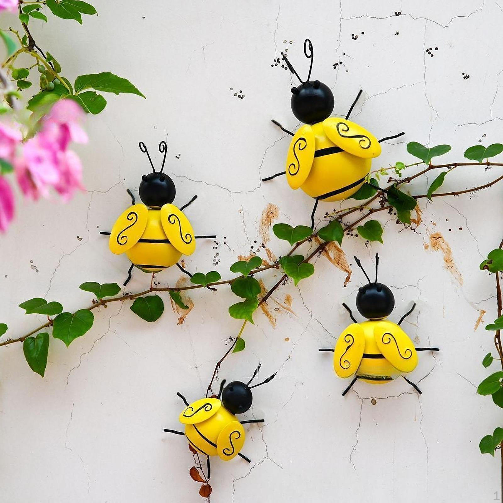 

4Pcs Metal Bee Wall Art Decor Hanging Decoration 3D Iron Sculpture for Office Festival Day