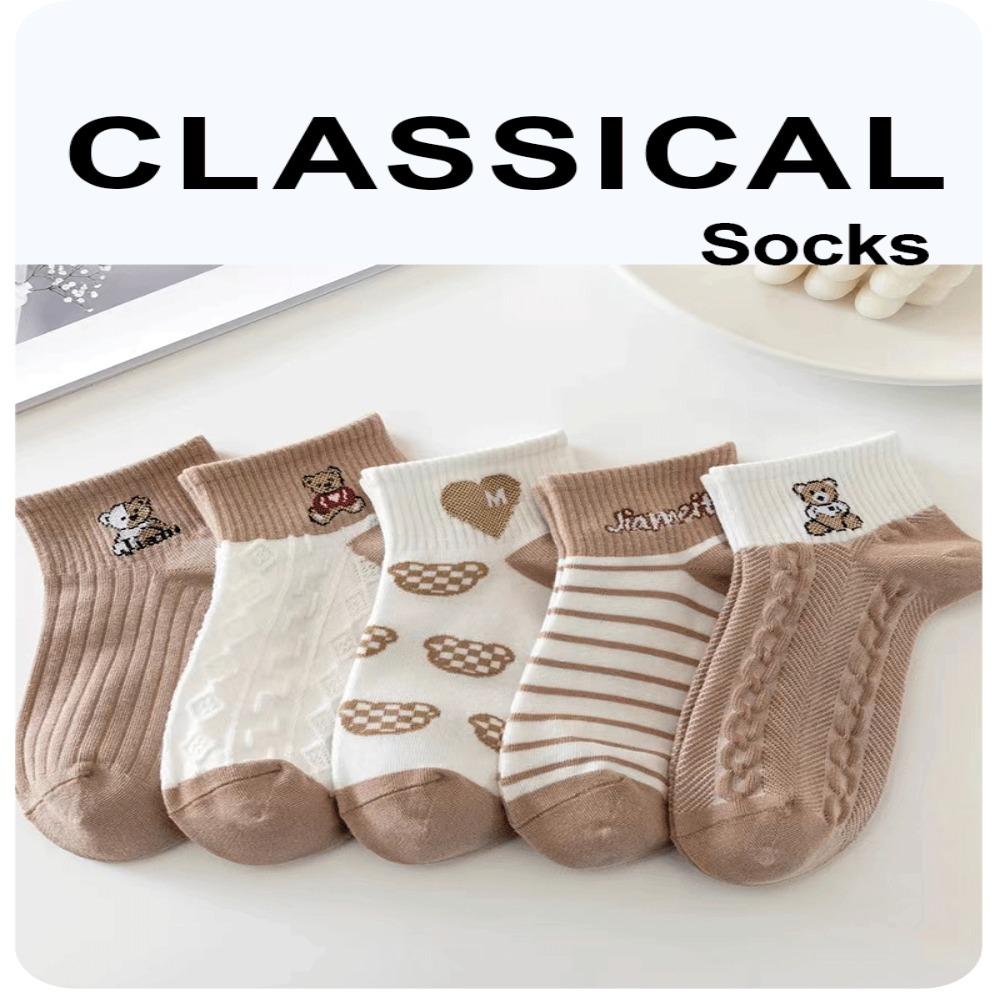 5 Pairs Polyester Low Tube Women Socks Retro Japanese Style Casual Short Sock Women Socks Sets