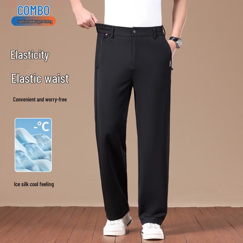 Men s Mulberry Silk Blend Straight Casual Pants M
