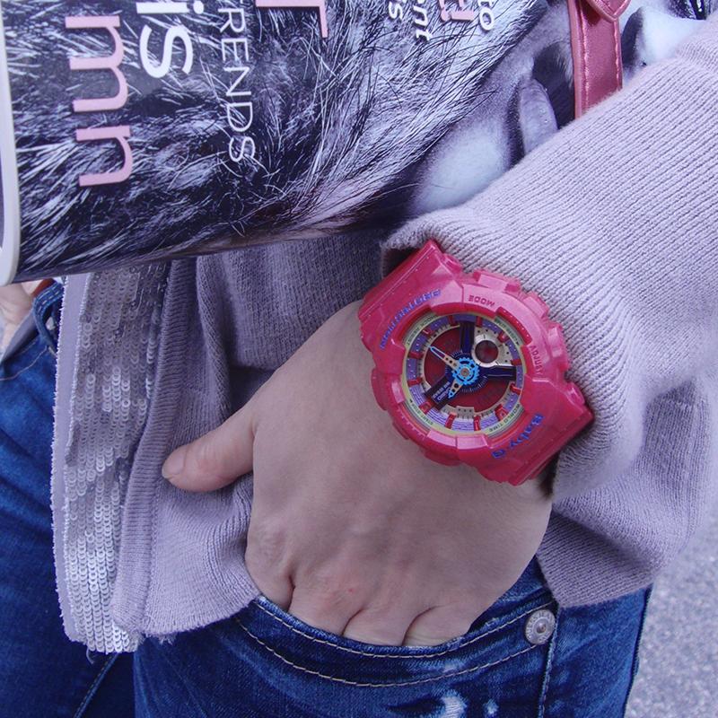 Casio BABY-G theme series, colorful contrasting colors, semi-hollow, personalized, casual, fashionable, waterproof, quartz movement, resin BA-112-4A