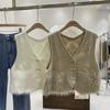 Gilet corto lavorato a maglia con scollo a V in pelliccia di nappa da donna Autunno e inverno Edizione coreana sovrapposta indossando giacca da cavallo cardigan gilet femminile