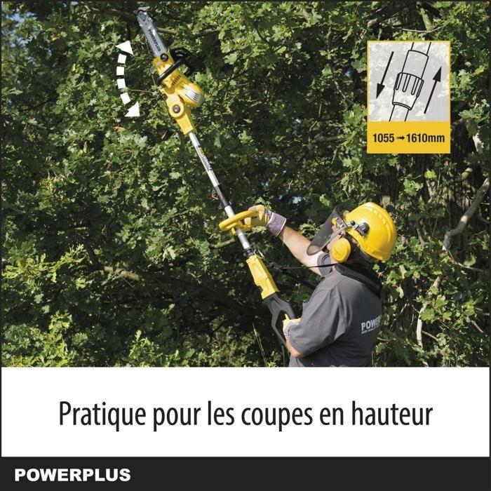 Powerplus 2-en-1 Tronçonneuse Électrique Téléscopique POWXG1032 - 900 W, Guide de 300 mm, Lubrification Automatique de Chaîne