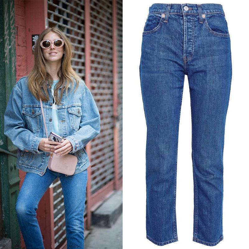 

2025 Autumn High-Waisted Straight-Leg Cotton Women s Jeans 24
