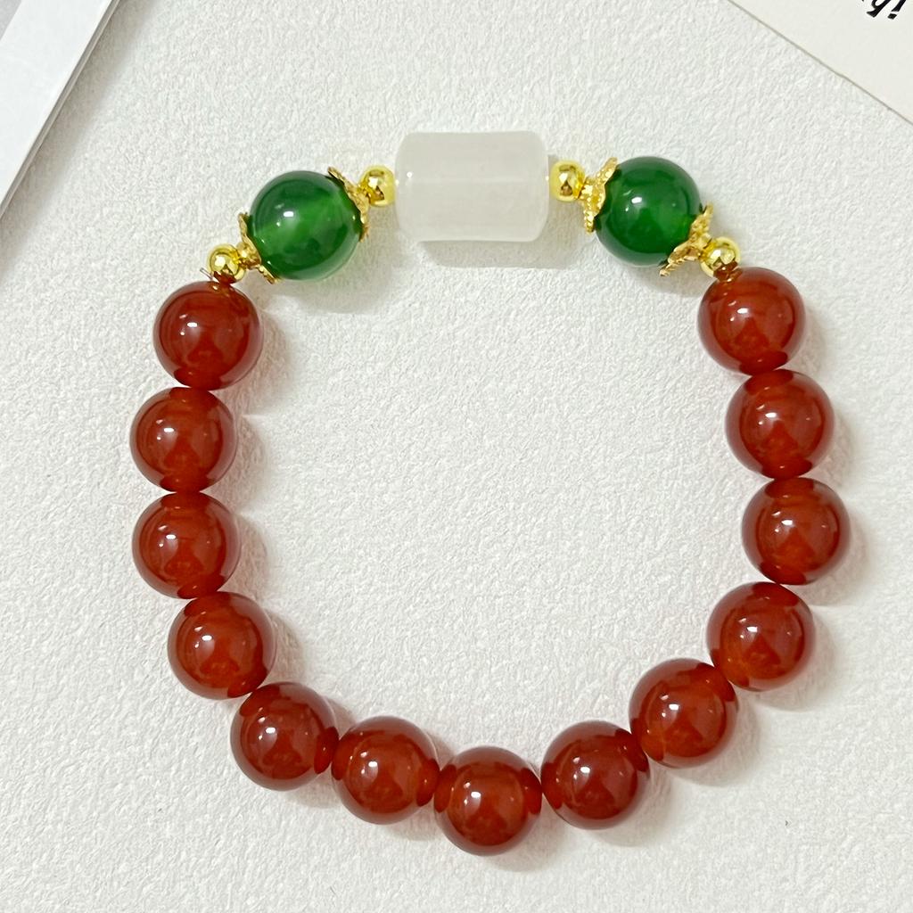 10mm Natural Stone Beaded Stretch Bracelet for Women Jewelry Gift Round Gemstone Agate Bangle