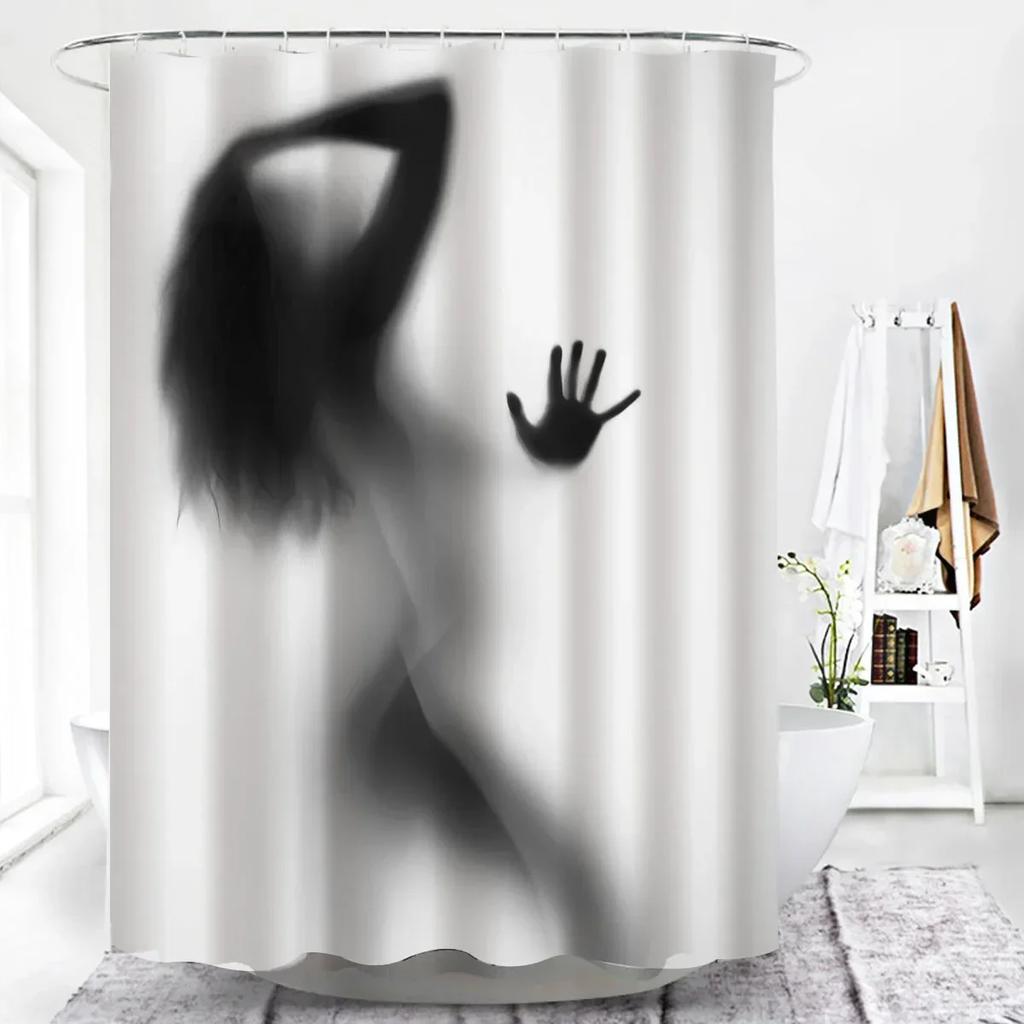 Get Naked Sexy Woman White Shower Curtain Waterproof High Quality Polyester Fabric Beach Washable Original Cortinas Home Decor