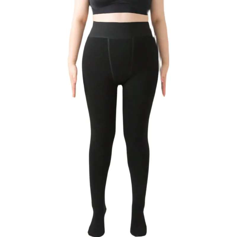 220G Damen Oversize Leggings Schwarz Doppelseitiger Schritt Strumpfhose Plüsch Verdickt Warme Strumpfhose XXL-XXXXL