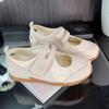 French Yellow Shoes Mesh Mary Jane Shoes 2025 Summer New Velcro Shallow Mouth Round Head Canvas Shoes Single Shoes