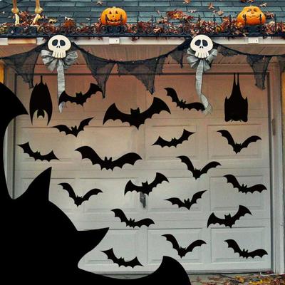 LED Netopýří Samolepka na Zeď Svítící 3D Netopýří Dekorativní Samolepky na Zeď Odnímatelné PVC Okenní Nálepky pro Dveře Ložnice Zeď Halloweenská Párty Dekorace