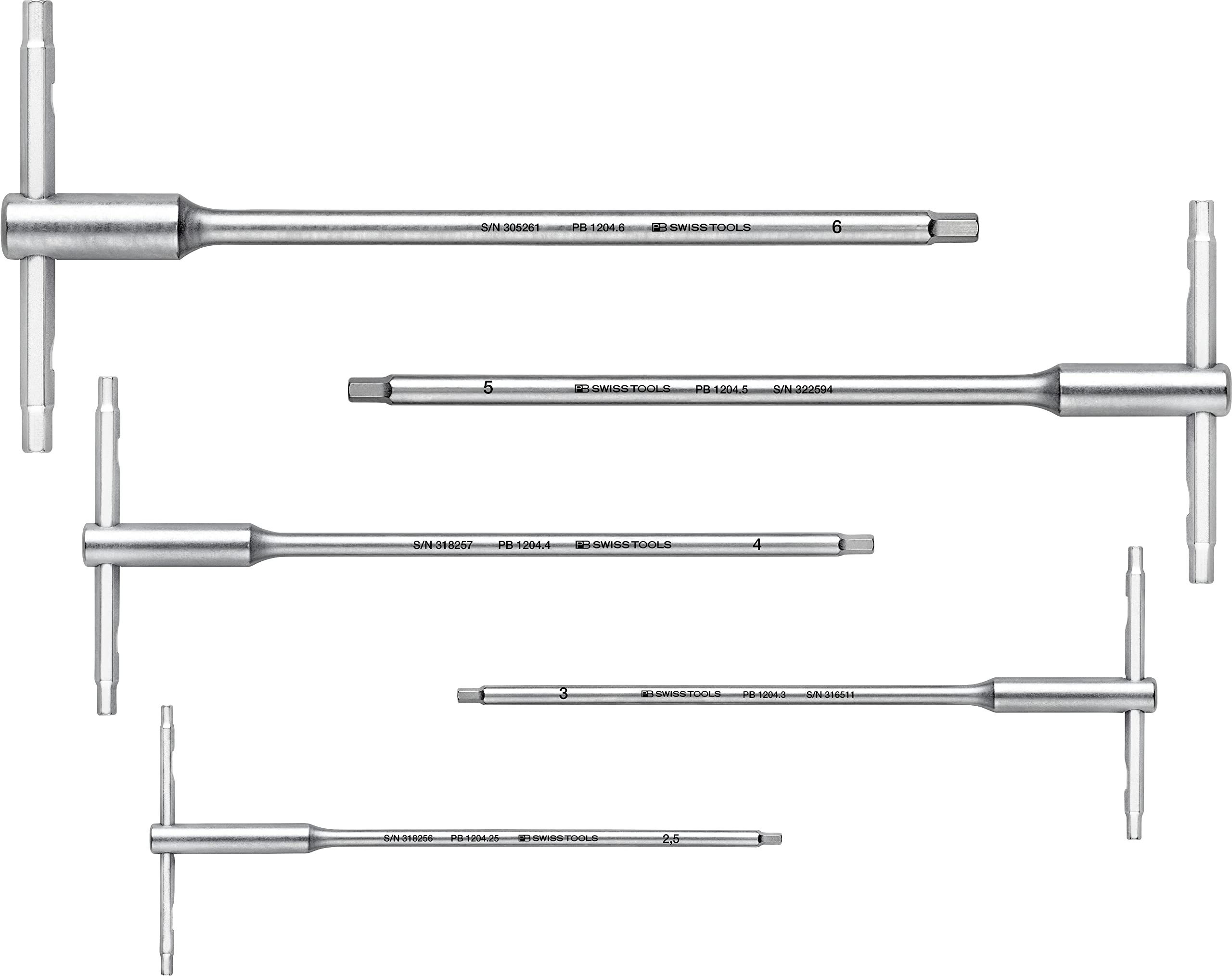 Набор sliding шестигранных ключей PB Swiss Tools из 5 штук 1204SET6CBB (в штучной упаковке)