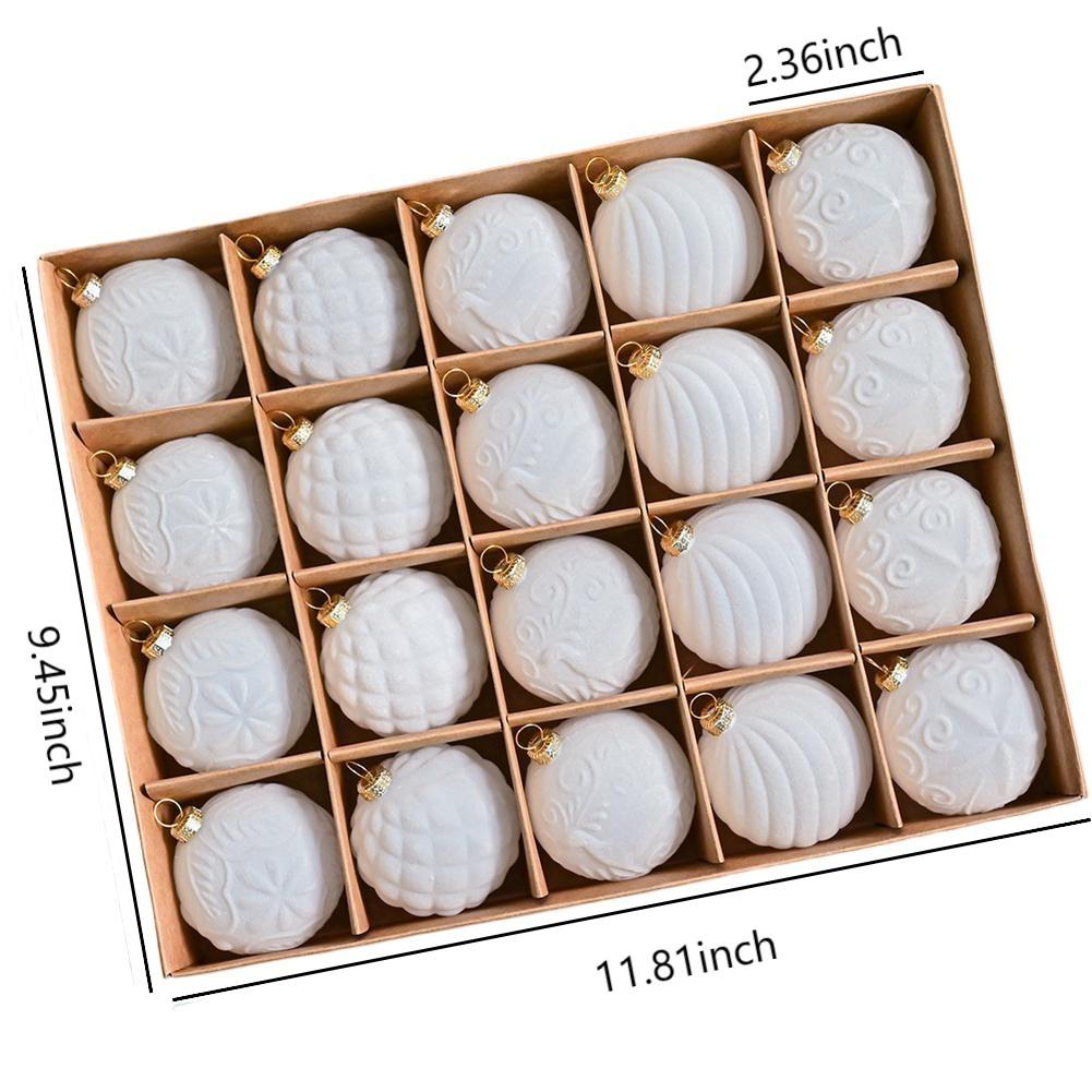 Velvet Flocking Christmas Ball Ornaments 20PCS Set For Tree Decor In Multiple Flocked Christmas Tree Ball Ornaments Plastic