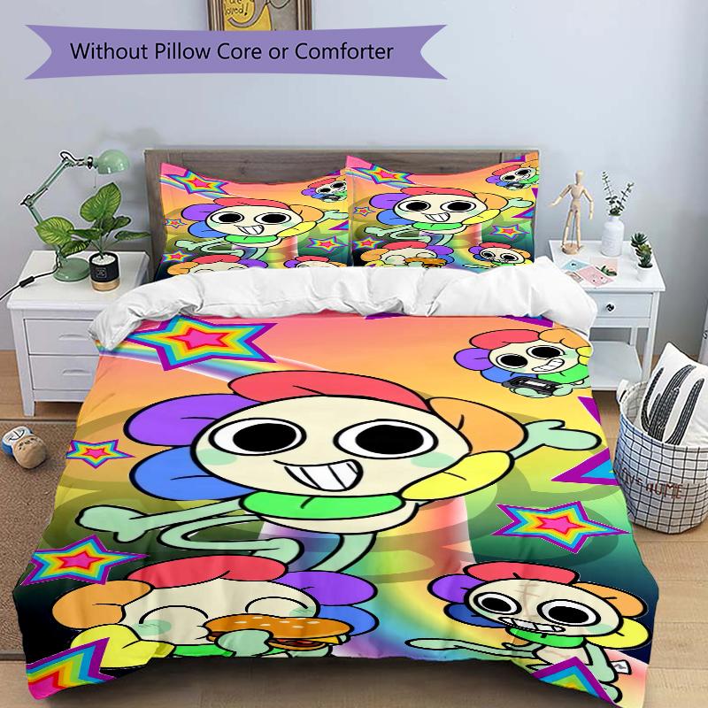 1Pc Colorful Cartoon Characters Bedding Set Quilt Cover Pillowcase Home Christmas Xmas Halloween Gift 1 Duvet Cover 2 Pillowcase M92458