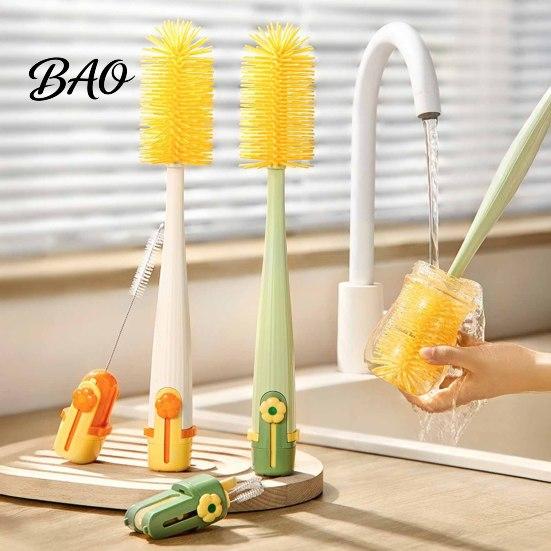 Container Cleaning Brush 5 in 1 Silicone Cup with Long Handle, Multifunctional Deep Kitchen Sink Accessory Brush, Non-slip Reusable Cleaner