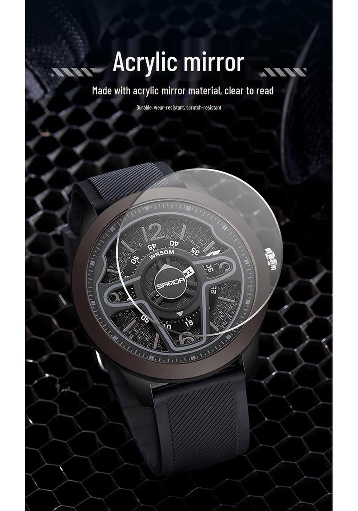 Sanda Creative 3D Hollow Electronic Watch – Trendy Unisex Steering Wheel Design