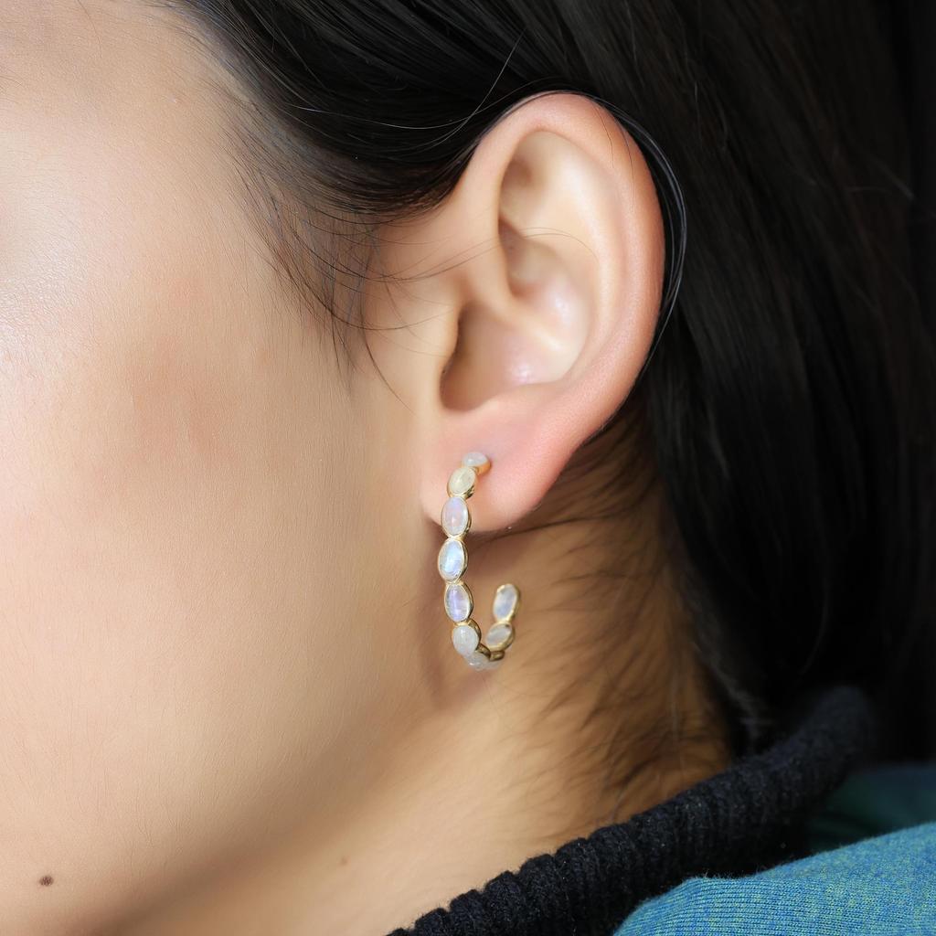 Sterling Silver Moonstone Earrings, Gold Plated Jewelry, June Birthstone Jewelry, Dainty Earrings