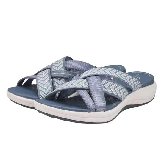 

1 пара женских летних сандалий из искусственной кожи с перекрестными ремешками, без шнуровки на плоской подошве, противоскользящие, легкое движение, износостойкие, повседневные, для отдыха, пляжа, для дома, пары 38 синий