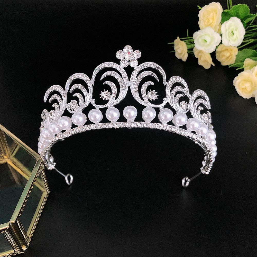 Korona Ślubna Perła Cyrkonia Barokowa Biżuteria Ślubna Opaska do Włosów Korona Tiara