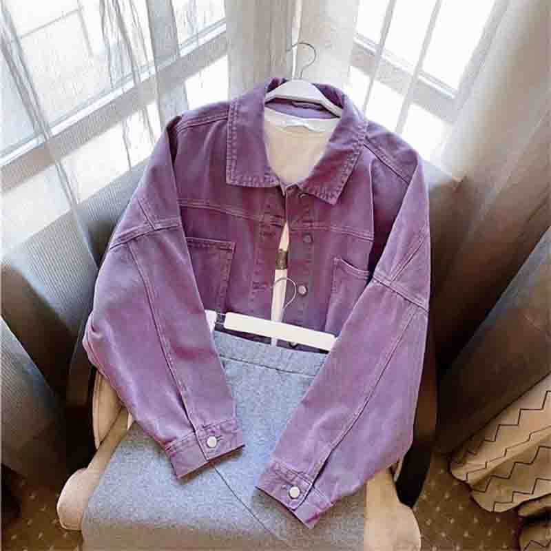 Women's Spring and Autumn Loose Denim Jacket Korean Style All-match Top Trendy Clothes Casual Coat Punk Streetwear Short