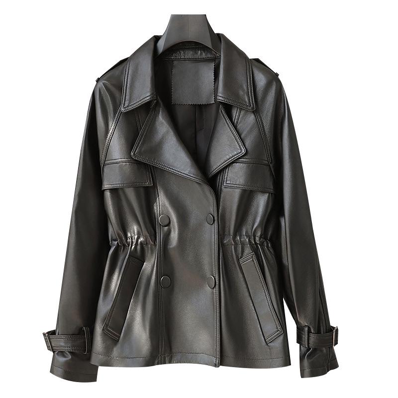 Dámská luxusní krátká motorkářská bunda z ovčí kůže podzim/zima 2024