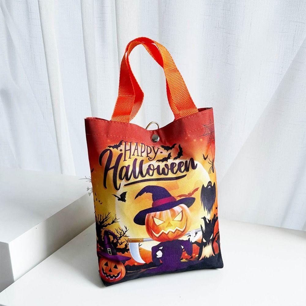 Handheld Halloween Candy Tote Bag Pumpkin Pattern Design Halloween Gift Handbag  Halloween Party