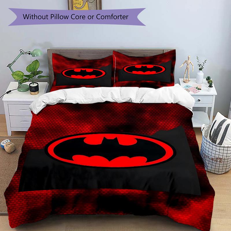3pcs Batman Symbol Duvet Cover Set, 1 Duvet Cover + 2 Pillowcases (No Insert), High-Definition Print, Home & Dorm Set yy251208084