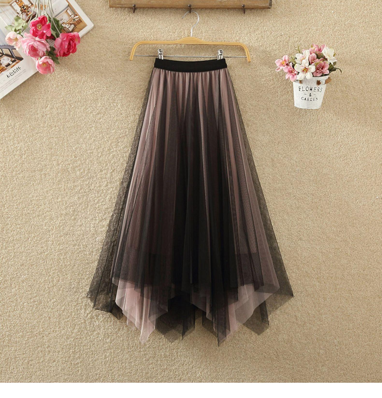 

Новая юбка неправильной формы Женская новая юбка из двухцветной марли с высокой талией и облегающая фигуру Весенние длинные марлевые юбки One Size