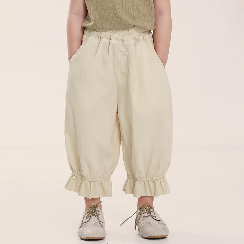 Korean Style Kids Girls Lace Trim Nine Quarter Summer Anti Mosquito Pants 100cm