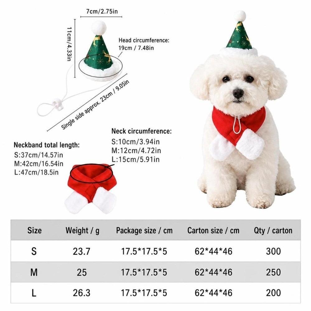 2Pcs/Set Winter Dog Scarf Collar Christmas Cat Scarf Hat Cute Pet Neck Warmer for Puppy Kitten