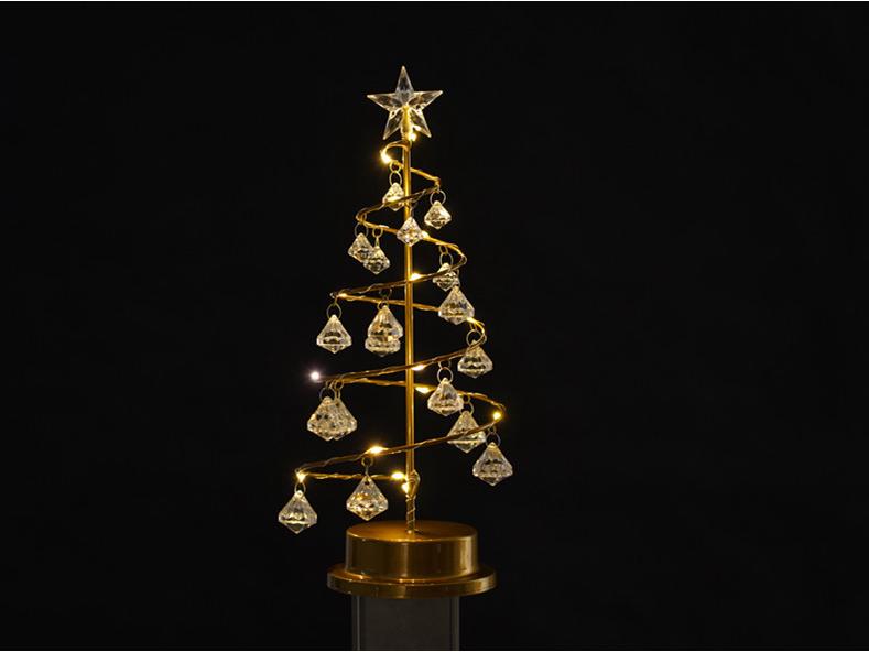 LED Iron Art Christmas Tree Night Light: Luminous Diamond Table Lamp for Holiday Décor