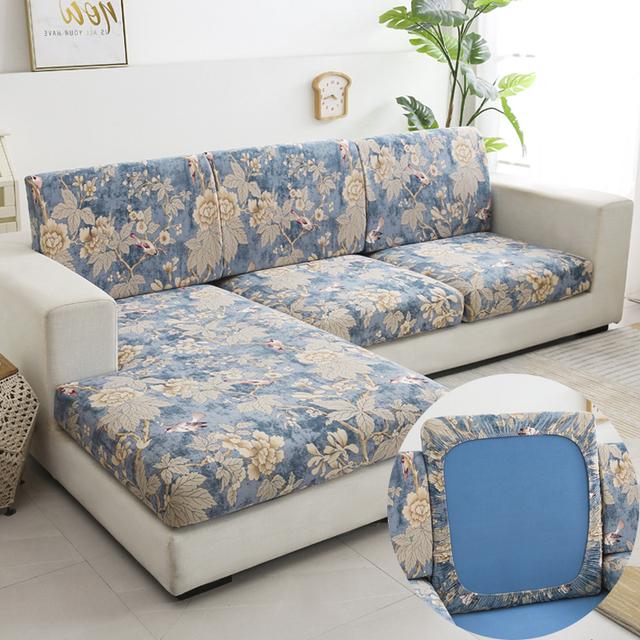 Neue Blumenmuster Stretch Wohnsofa Sitzkissenbezug Rückenlehnenbezug Schutzhülle für Couch Wohnsofa Abdeckung L-Form Chaiselongue Überwurf-Sets