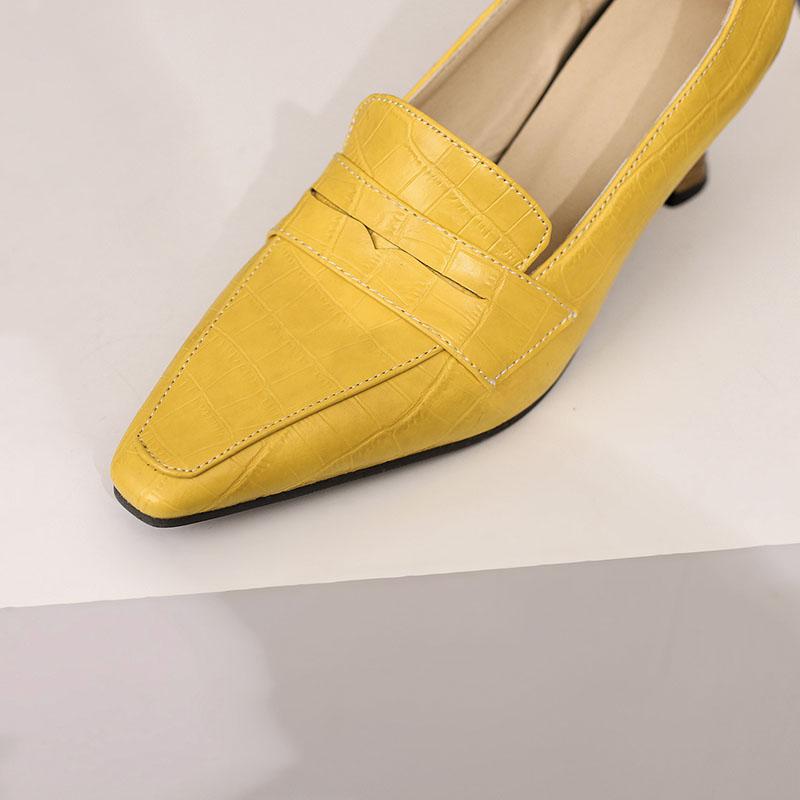 Women's High Heel Single Shoes Spring and Summer New Thick with Solid Color Large Size Matching Low Top Shoes