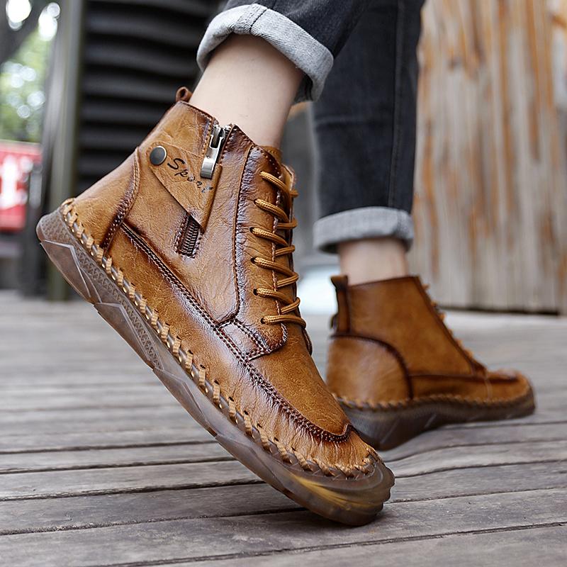 TUINANLE Podzimní pánské martensky Velká velikost Kožené pánské kotníkové boty Trendy pánská obuv
