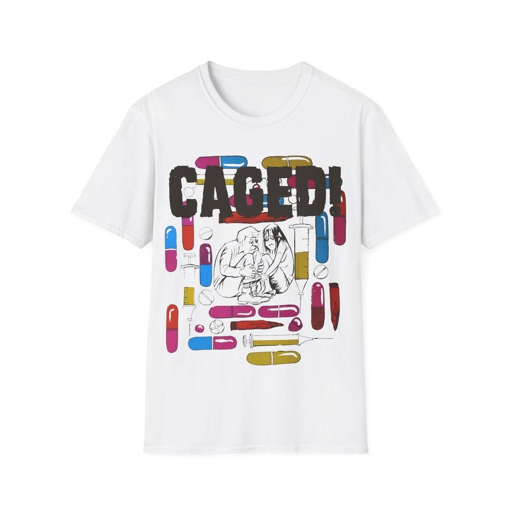 

1960s/70s anti-drug poster tshirt CAGED! by smartset smarteen s.o.s tshirt 4XL