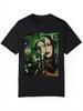 Men's Cotton Crew Neck T-Shirt Regular Version Micro-elastic Abstract Portrait Print Short Sleeve Casual Summer Top, Daily Wear