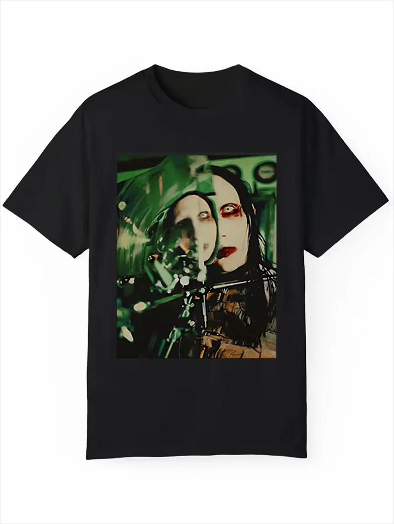 

Men s Cotton Crew Neck T-Shirt Regular Version Micro-elastic Abstract Portrait Print Short Sleeve Casual Summer Top, Daily Wear 4XL