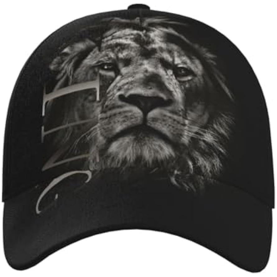 Black White Lion Portrait King Cap Men Baseball Cap Cool Sun Hats Adjustable Cap Mens Hat Trucker Hat King for Women Men