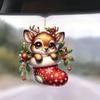 Adorable 2d Acrylic Reindeer Car Mirror Ornament Perfect For Christmas Decor Gifts