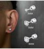1 Piece Medical Stainless Steel Crystal Zircon Ear Studs Earrings Tragus Cartilage Hypoallergenic Screws Piercing Zircon
