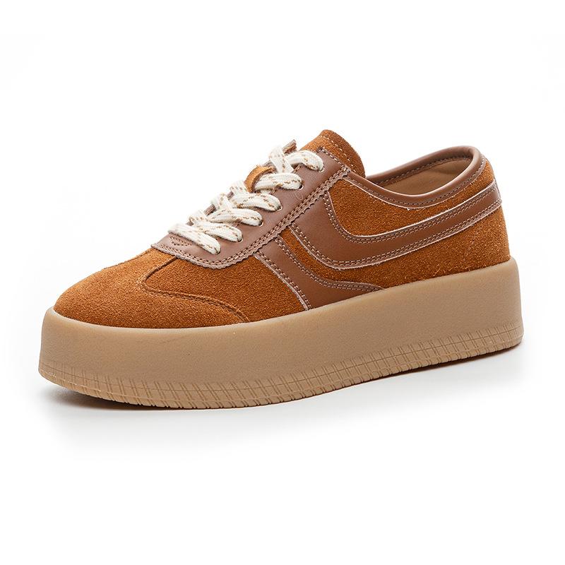 Autumn new leather retro women thick bottom height increase casual sports women