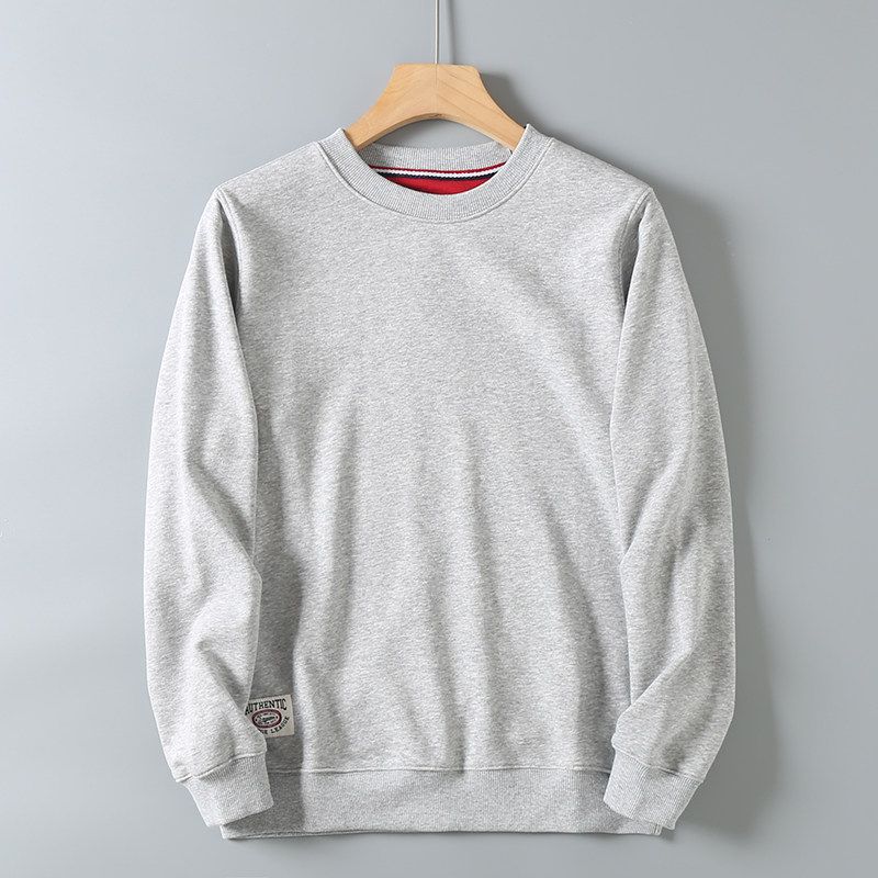 Men's Export Surplus Spring and Autumn Terry Cotton Crewneck Sweatshirt, Solid Color Casual Sports Long-Sleeve Top