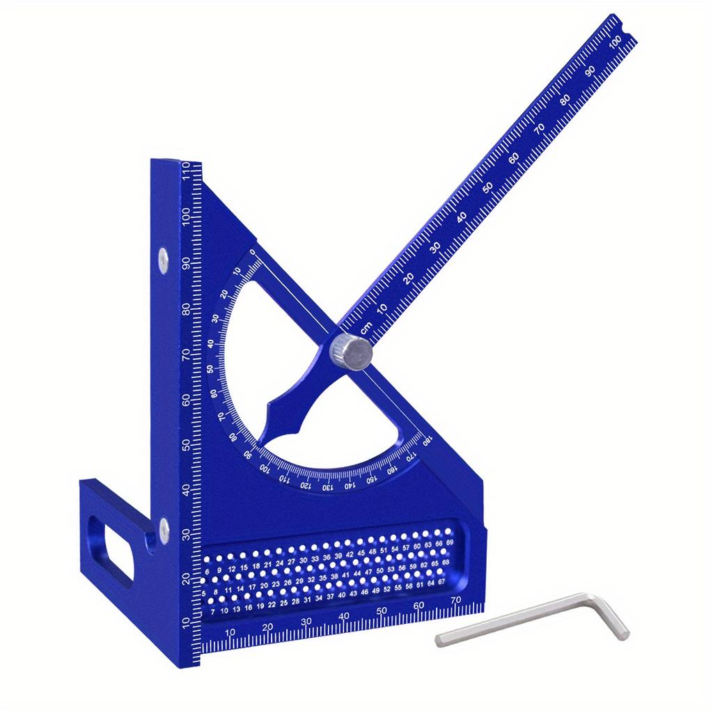 3D Adjustable Carpentry Square Protractor With 180 Degree Quick Marking Guide - Aluminum Alloy Half-Circle Set Scribing Ruler