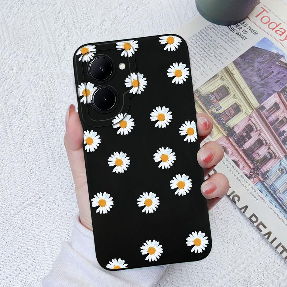 Case For OPPO Realme C33 C35 C55 C11 12 15 17 20 30 Realme GT2 Pro Fashion Sunflower Butterfly Liquid Silicone Soft TPU For Realme Coque Fundas Bumper
