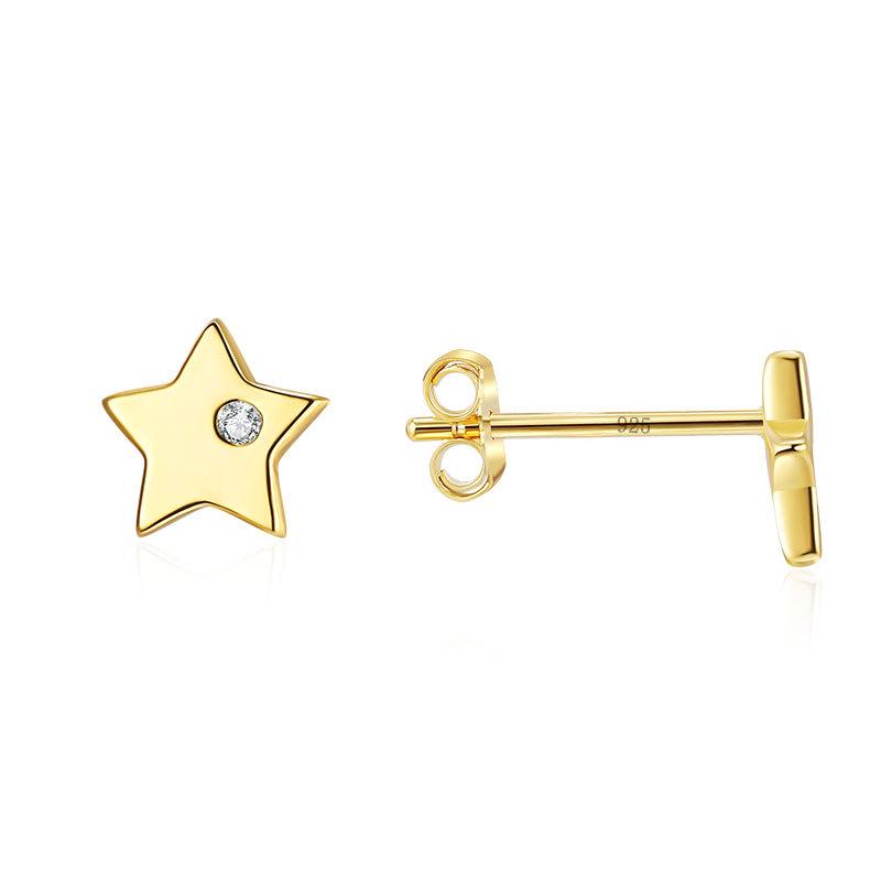 925 Sterling Silver Five-Pointed Star Stud Earrings: Women's Classic and Elegant Fashion Jewelry